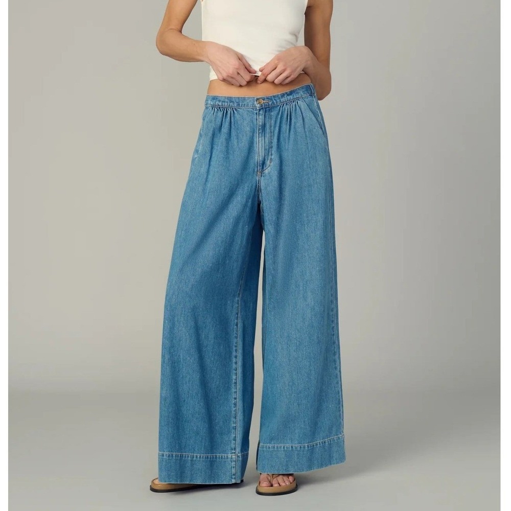 Joe's Jeans The Ruched Palazzo Wide Leg Jeans Curious Light Wash Women Size M